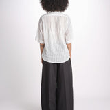 camicia gessata argento con rouches MAGRITASHORTSH73UMAGRIT-WHI WHITE laurence bras 