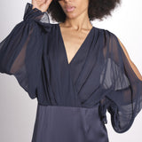 abito lungo con manica lunga LEESA E022630011 NAVY ramy brook 