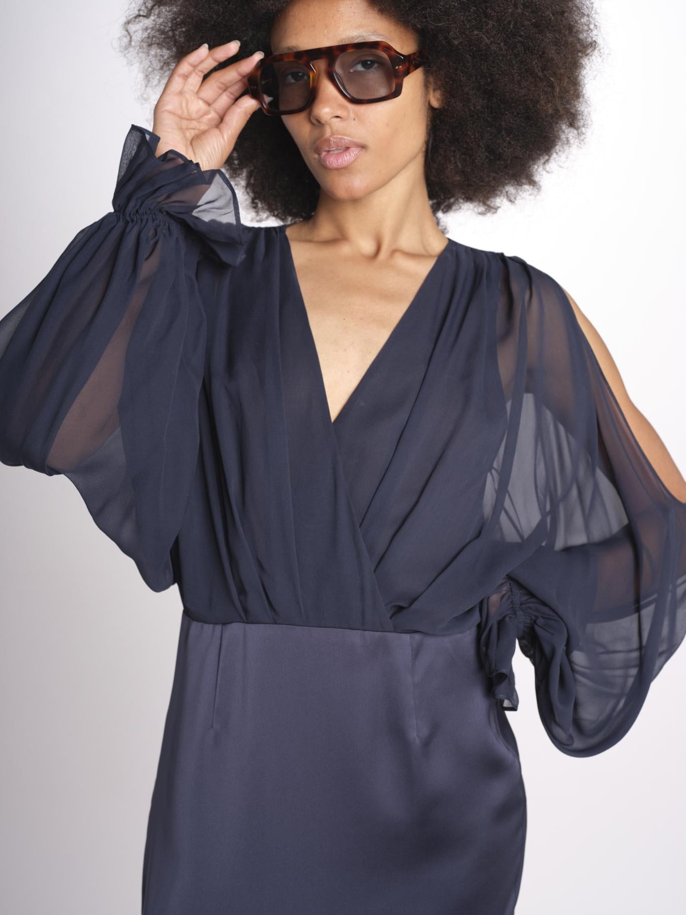 abito lungo con manica lunga LEESA E022630011 NAVY ramy brook 