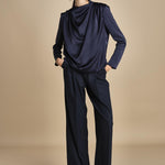 TULLAH camicia con drappeggio F25-142 292 MIDNIGHT oscar 