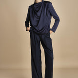 TULLAH camicia con drappeggio F25-142 292 MIDNIGHT oscar 