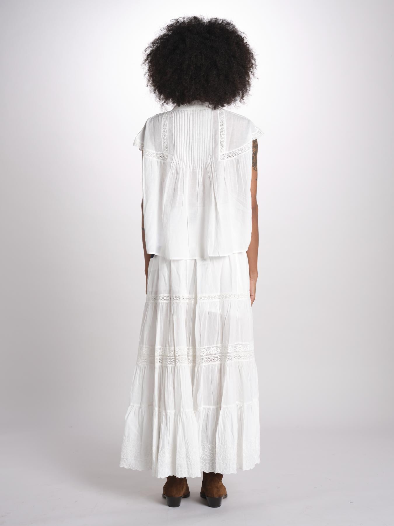 gonna in voille e pizzo CARAVELLE 6EVA53-V07316 BLANC vanessa bruno 