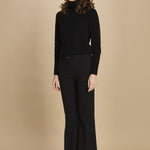 pantalone lungo a zampa. PAOLINA PL142 NERO nine in the morning 