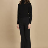 pantalone lungo a zampa. PAOLINA PL142 NERO nine in the morning 