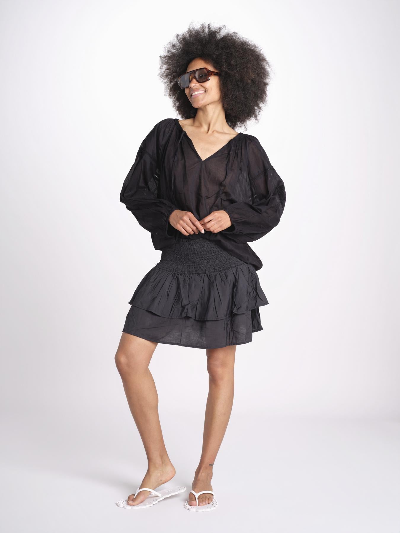 camicia voille nervature ALEXANBLATU NOIR laraethnics 