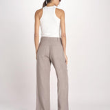 pantalone dritto in lino ERICA STRUCTURELINEN DOVE GREY true avenue 