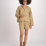 short con fiorellini ricamati THE EMBROIDERED OWB0007575 KAKI the GREAT 