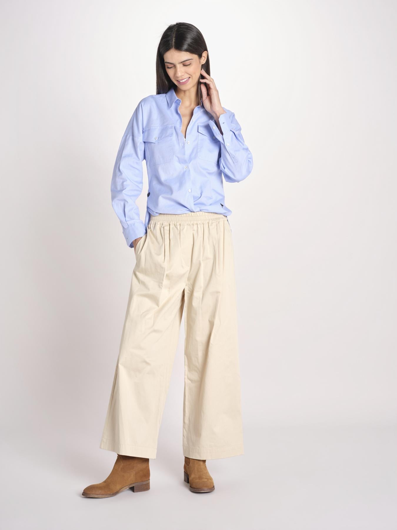 pantalone con elastico in popeline GOLFO 2615131102600 001 BEIGE weekend maxmara 