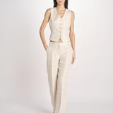 pantalone in lino MALIZIA 2615131112600 023 ECRU weekend maxmara 