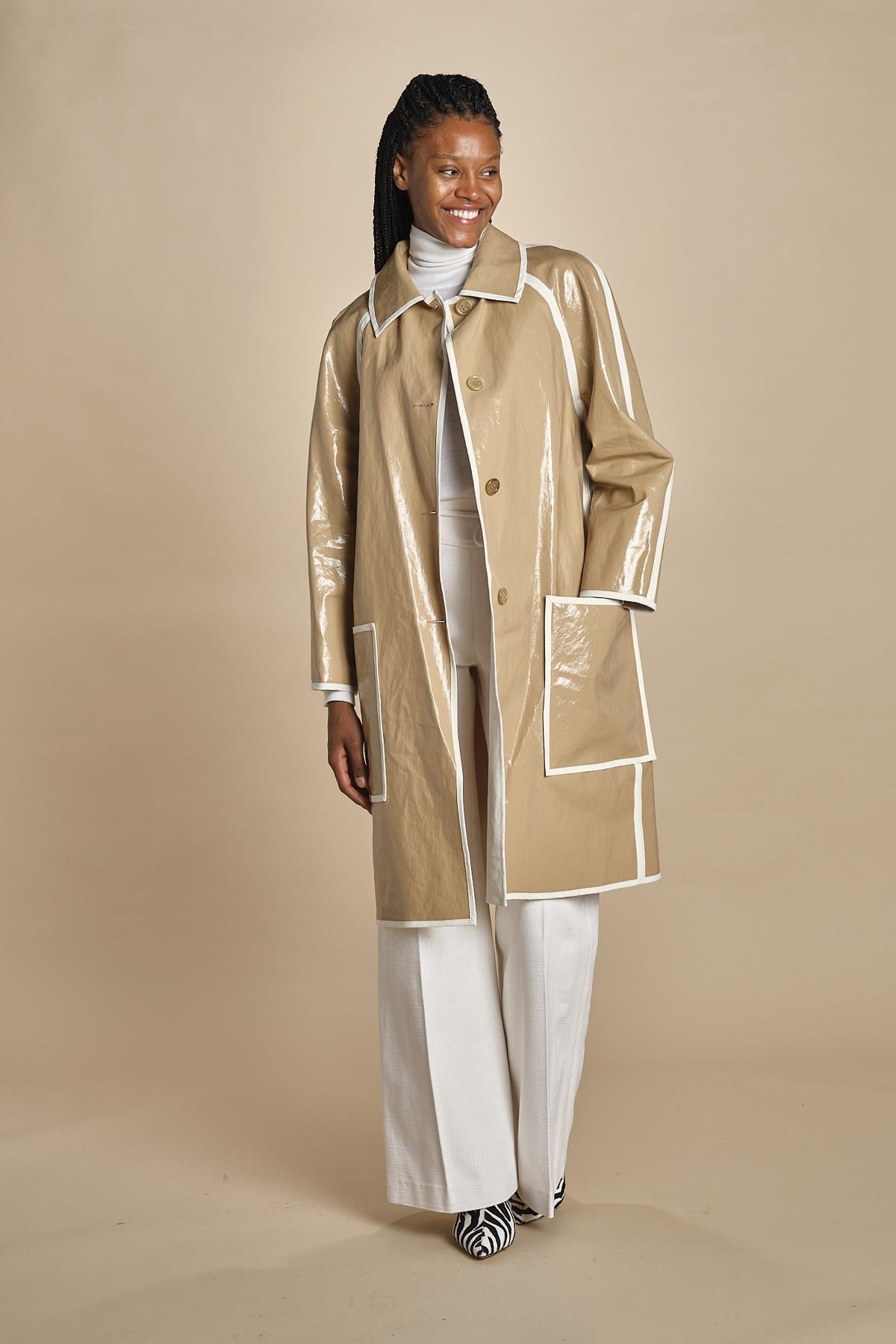 COCOON COAT W PATCH POCKET impermeabile profilato AW22MO1-COL LY93 BEIGE martin grant 
