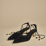 decolté in suede con lacci alla caviglia ODESSA 50 F887SDE BLK studio AMELIA 