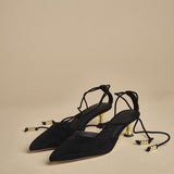 decolté in suede con lacci alla caviglia ODESSA 50 F887SDE BLK studio AMELIA 
