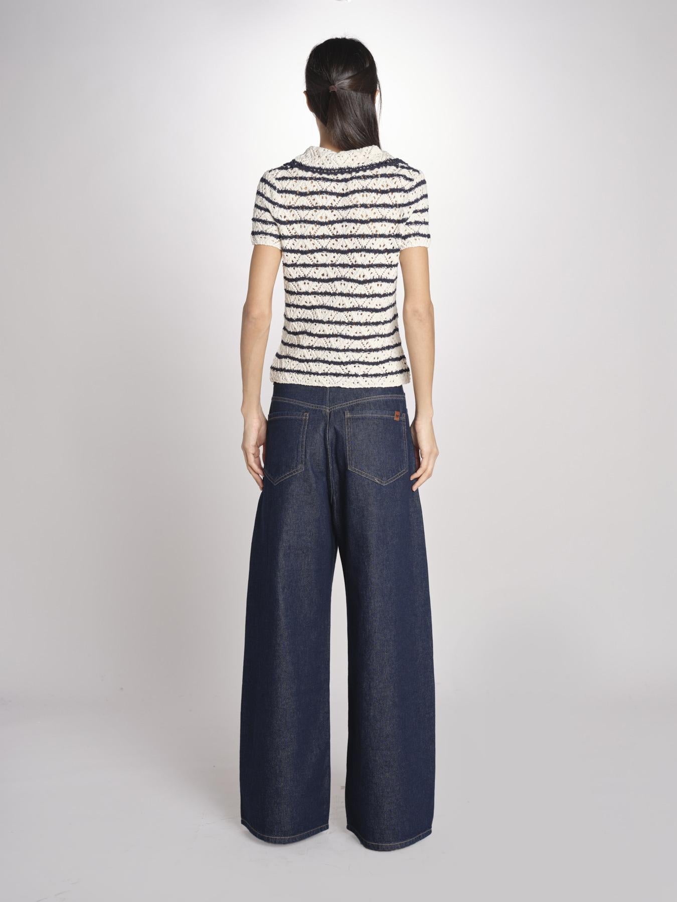 Top crochet GILLIS 5evc10-V15852 ECRU MARINE vanessa bruno 