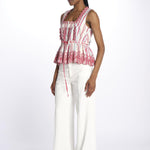 Top AMAYA righe + ricamo DM 1239 MULTI damson madder 