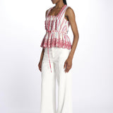 Top AMAYA righe + ricamo DM 1239 MULTI damson madder 