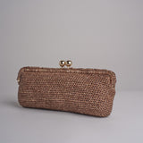 clutch lunga in paglia CORA CROCHET W05 CORTECCIA via mail bag 