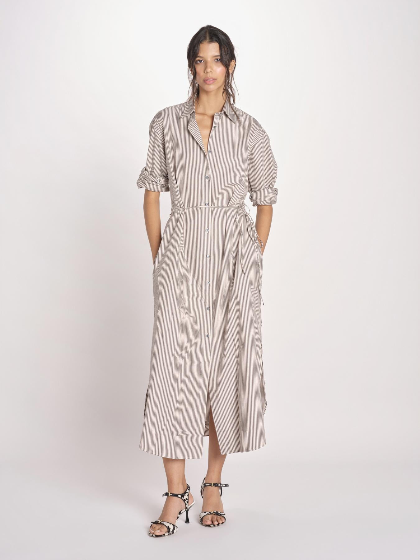 chemisier a righe 16R537CO253 P158 BROWN ines de la fressange 