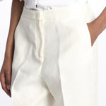 SABINA pantalone con elastico invita  in lino SABINA 352 BIANCO quelledue 