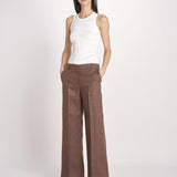 pantalone in lino MALIZIA 2615131112600 037 CIOCCOLATO weekend maxmara 