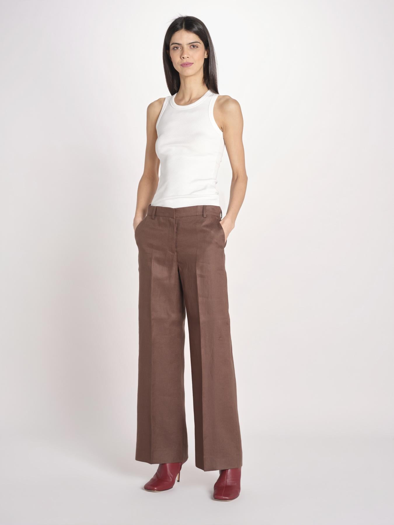 pantalone in lino MALIZIA 2615131112600 037 CIOCCOLATO weekend maxmara 