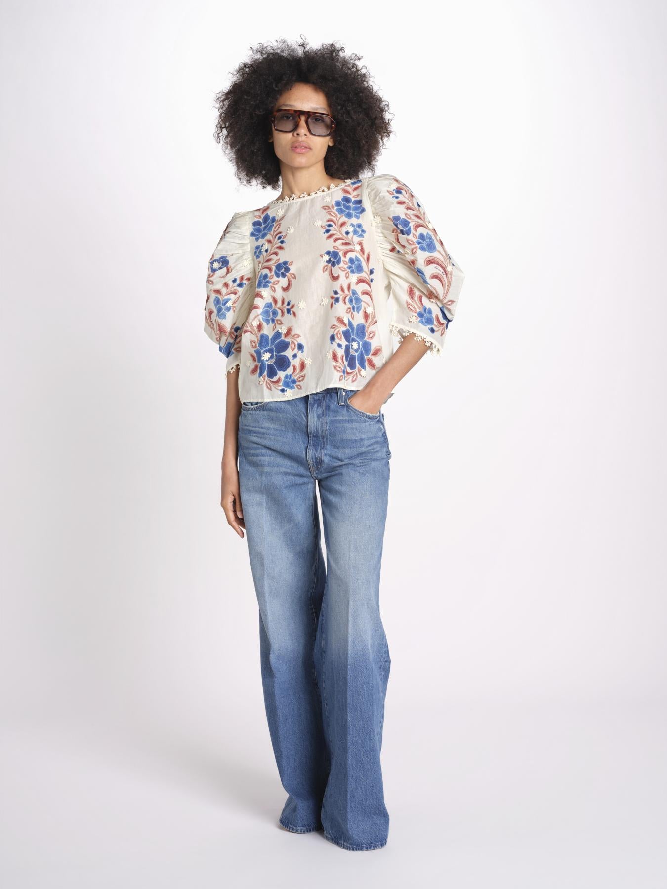 camicia voille m/c stampa a fiori 344127 RENATA SAND 26089 farm rio 
