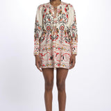 Abito corto CASHEW MANDALA  stampa fiori 328912 CREAM farm rio 