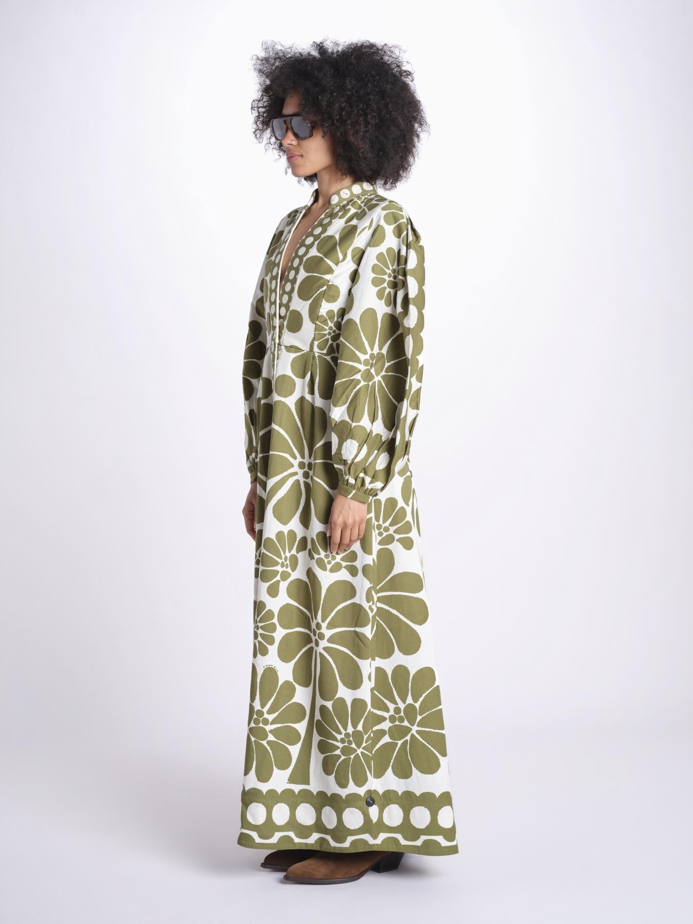 abito lungo con stampa a fiori 344605 PALERMO GREEN 26083 farm rio 