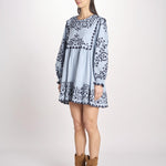 miniabito con ricamo fiorellini 114 BLUE sea ny 