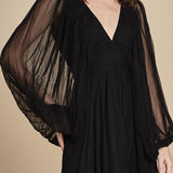 abito lungo con manica in voille DENISA BLACK mes demoiselles 