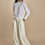 pantalone con pinces in lana NINA PLEAT CA1398 CHALK berwich 