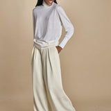 pantalone con pinces in lana NINA PLEAT CA1398 CHALK berwich 