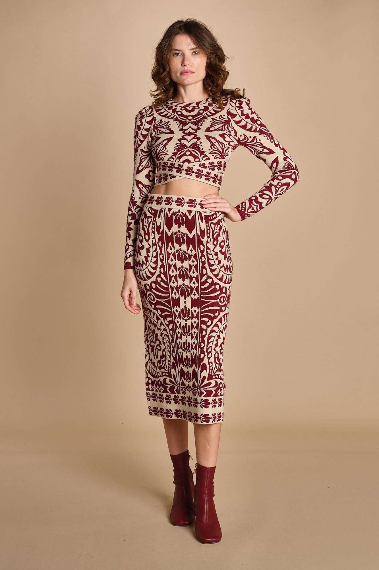 gonna jaquard con fiori PINEAPPLE LOVE 351825 OFF WHITE farm rio 