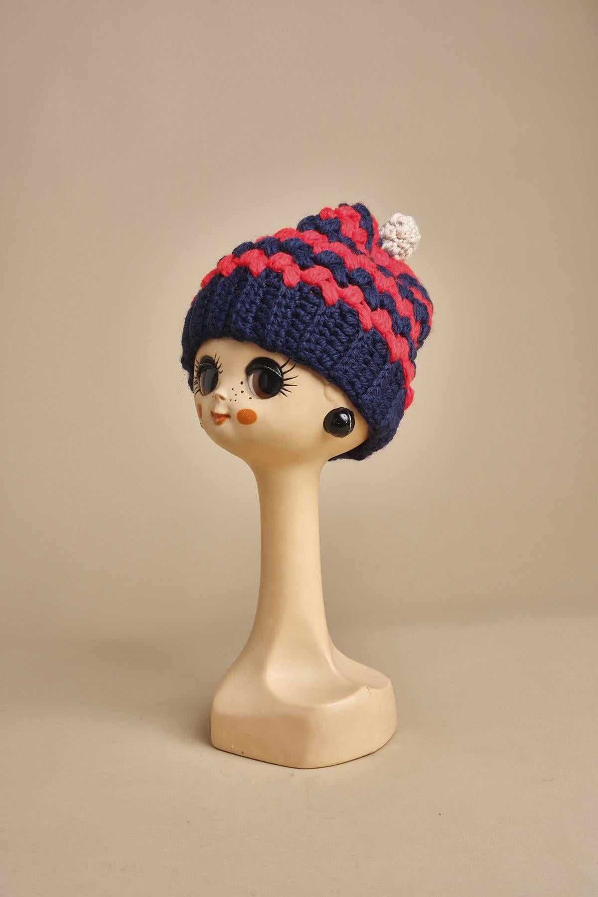 cappello lana a righe con pon pon H520 V6 exQUISITEJ 