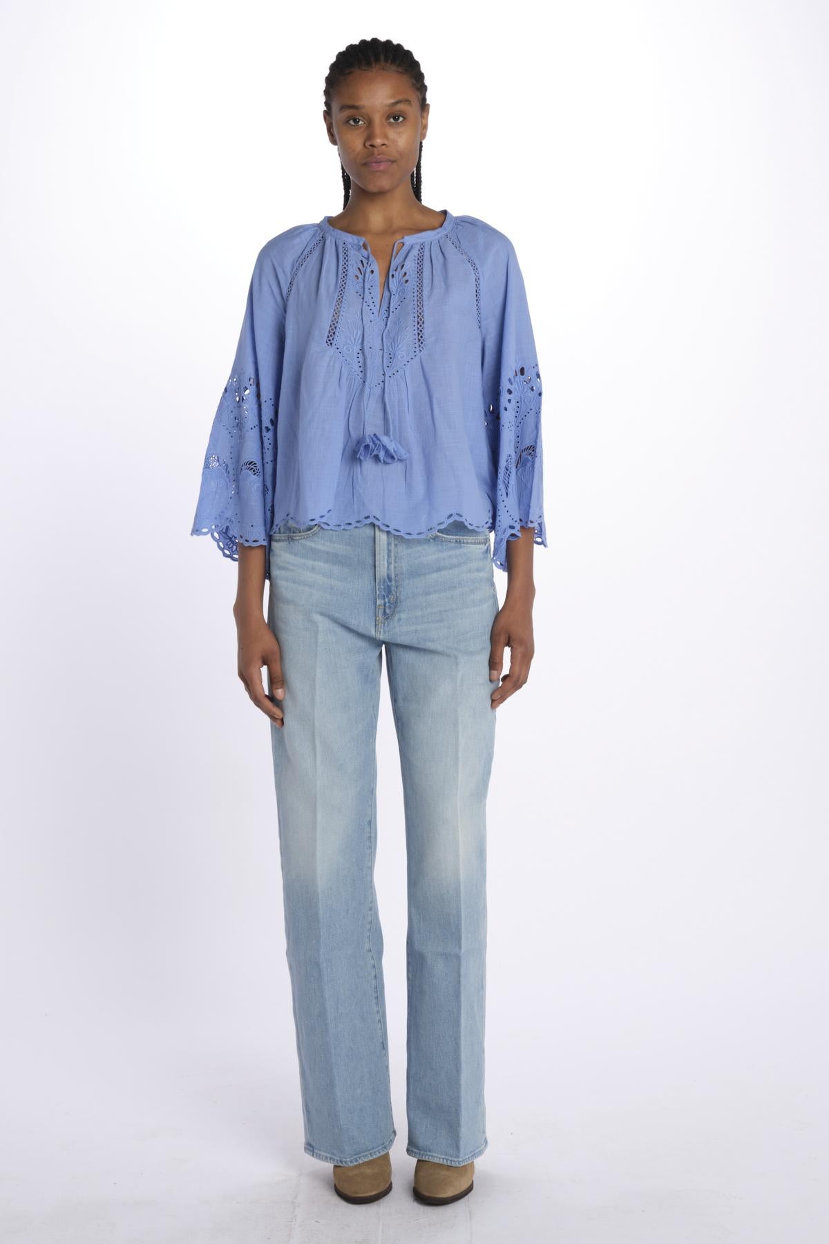 Camicia con ricami ASHU TOP MILKBLUE scarlett poppies 