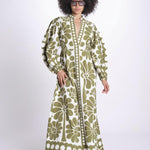 abito lungo con stampa a fiori 344605 PALERMO GREEN 26083 farm rio 