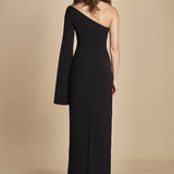 maxidress monospalla con manica a campana ALINA BLACK solace 