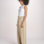 pantalone over in lino B042-3640-1231 NOCCIOLA n21 