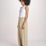 pantalone over in lino B042-3640-1231 NOCCIOLA n21 