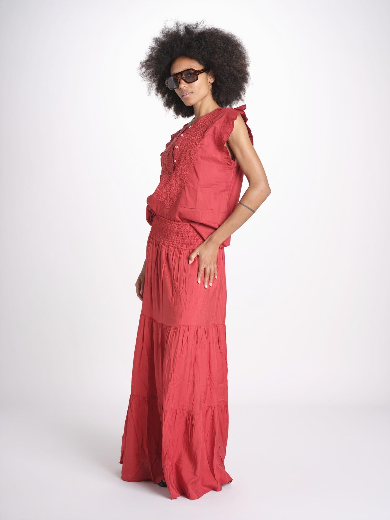 camicia con ricamo HEITABLATU CRANBERRY laraethnics 