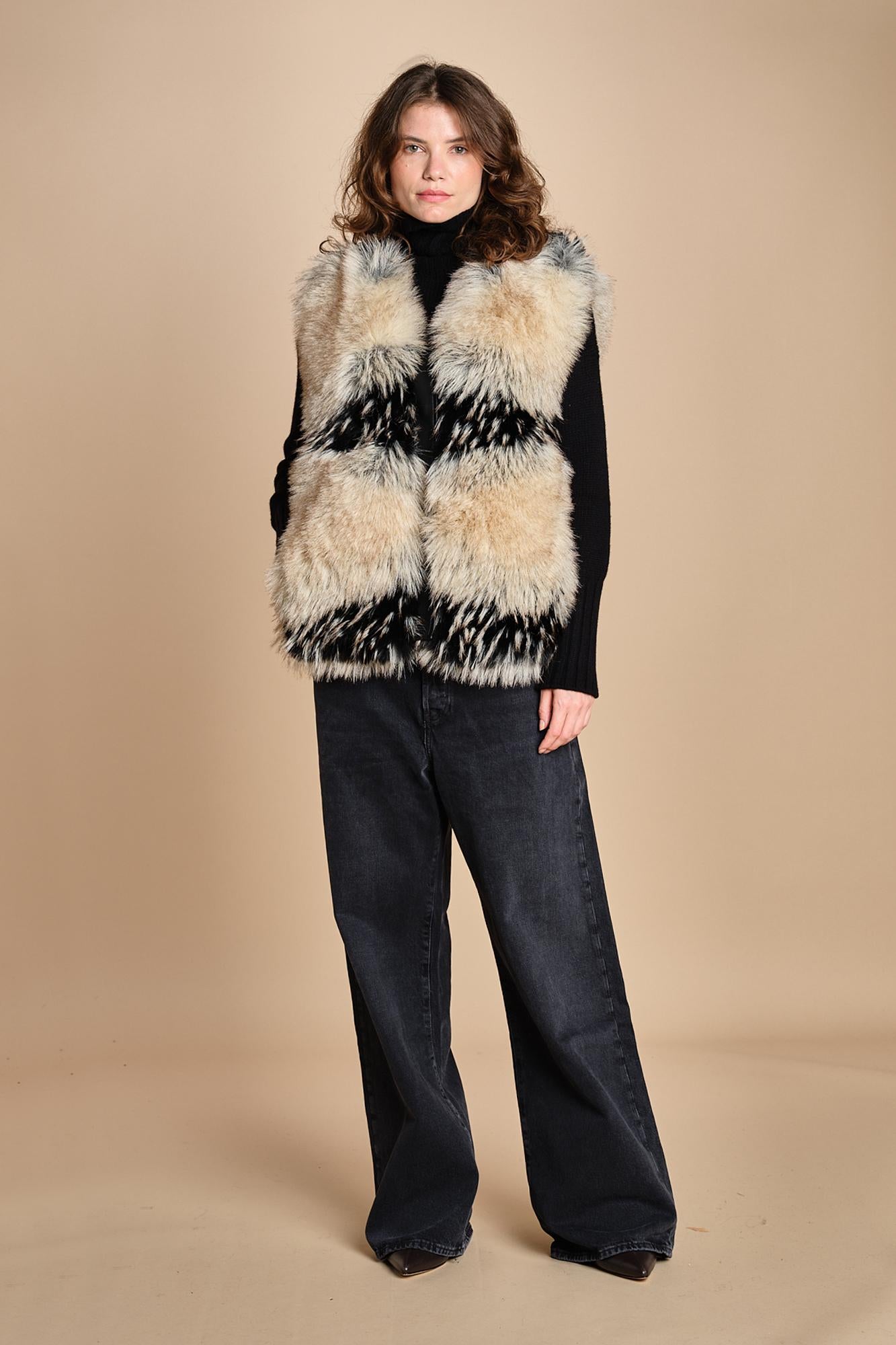 gilet in ecopelliccia AURA BEIGE mes demoiselles 