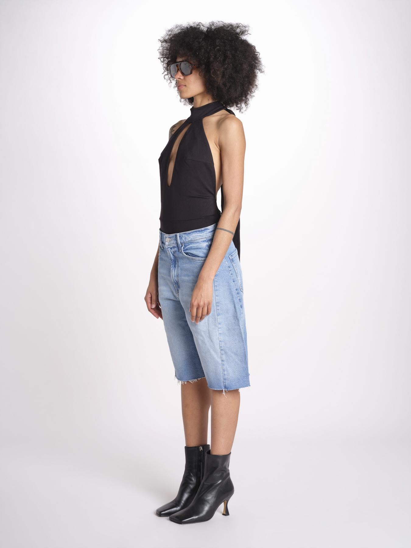 1239 BEAU body con allacciatura dietro e scollo profondo BEAU NERO undress code 