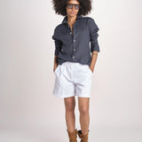 Camicia maschile in lino M012 38 BLU milaura 