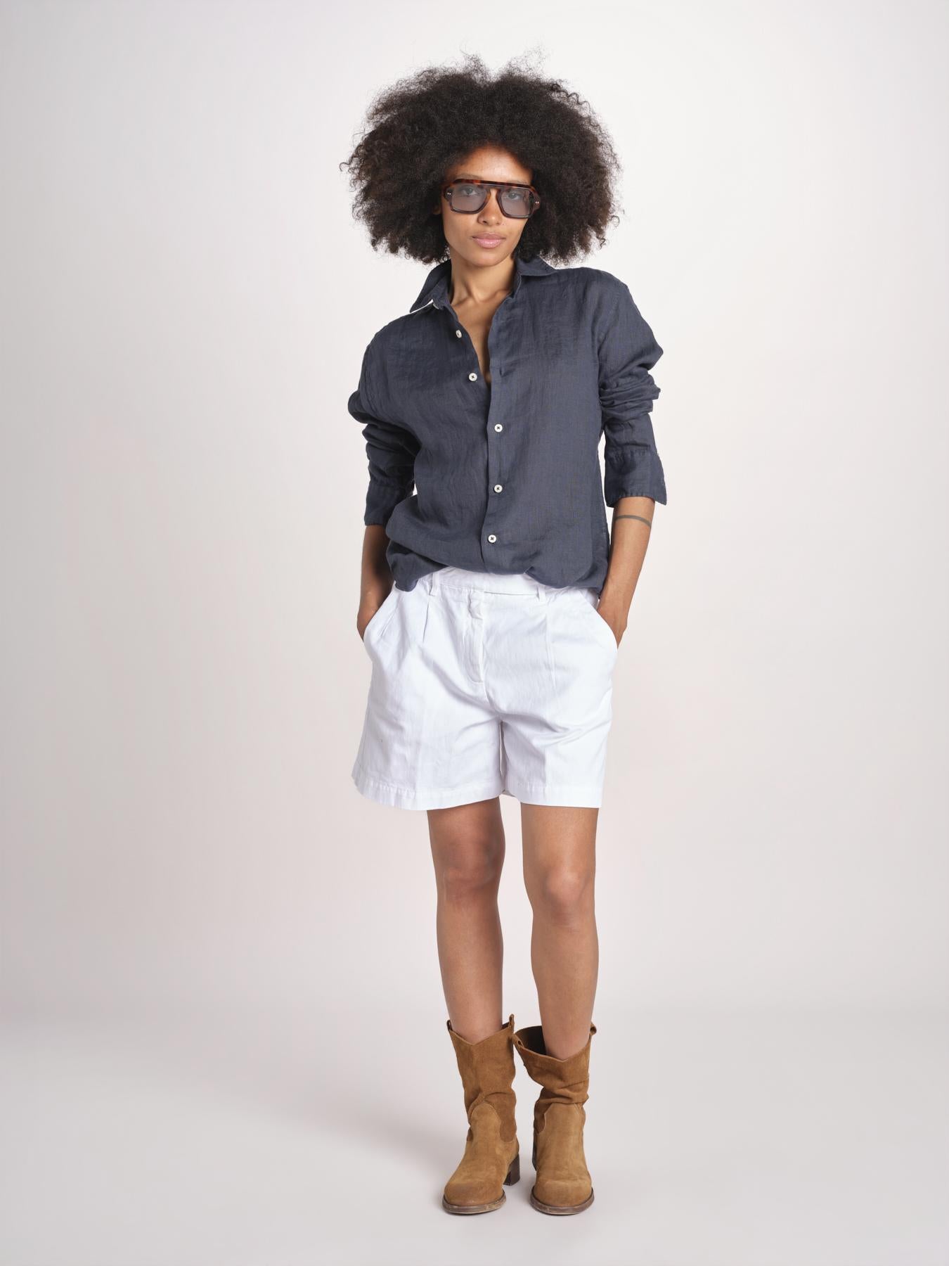 Camicia maschile in lino M012 38 BLU milaura 