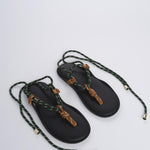 FLO' TWIN  sandalo infradito allacciato alla schiava FLÒ TWIN HALZENUT FOREST GREEN flòwze 