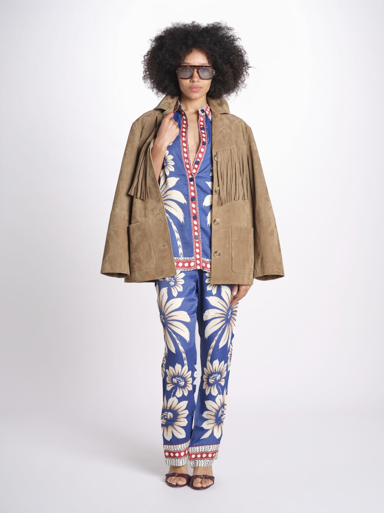 pantalone pigiama con stampa a fiori 344133 LUNA BLUE 26067 farm rio 