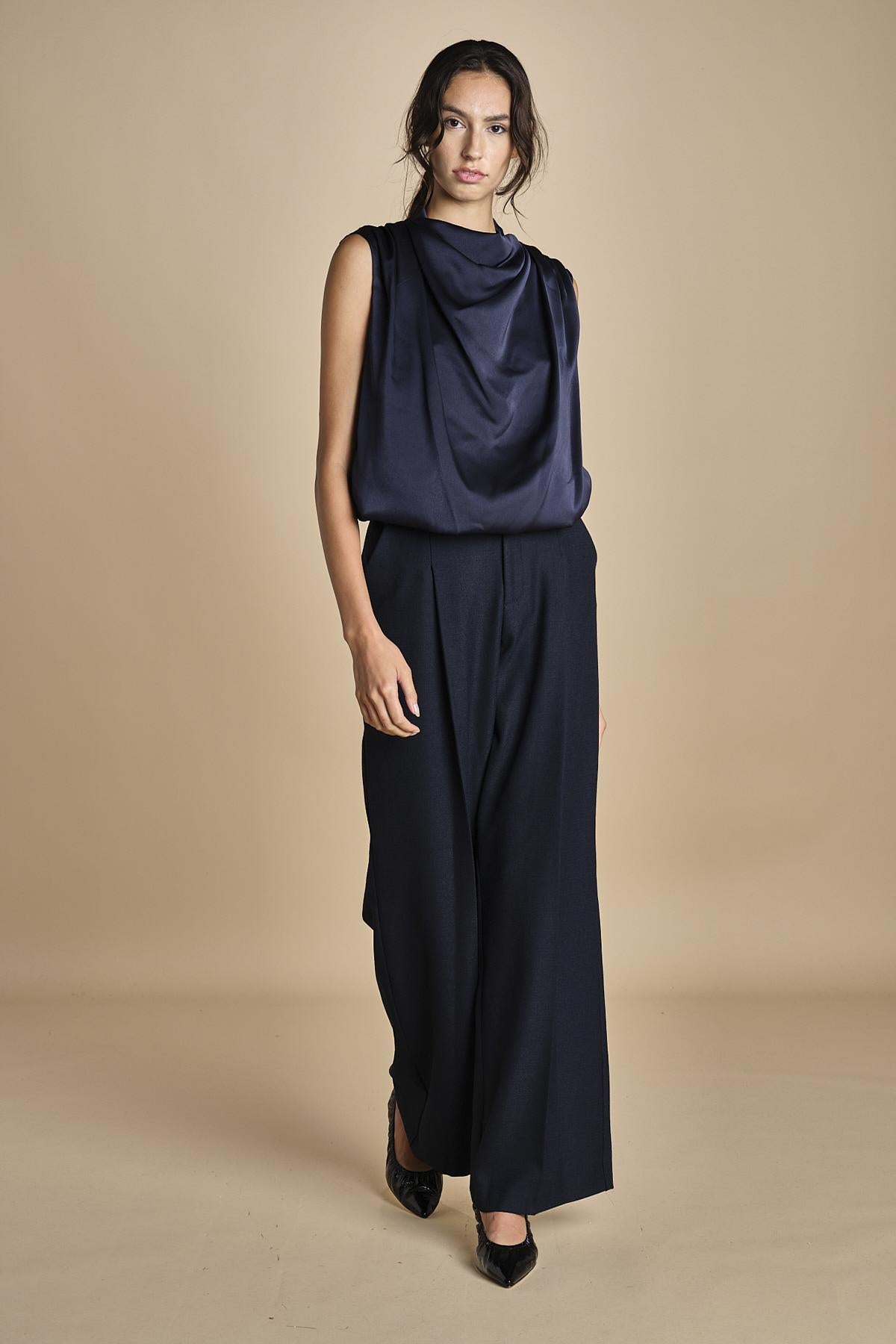 TUX top senza manica con drappeggio F25-141 292 MIDNIGHT oscar 