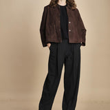 giacchina in camoscio con collo rotondo MILAS CHOCOLAT ba&sh 