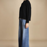 maglia girocollo over CLAUDIA GIROCOLLO NERO_CAMMELLO tenne' 