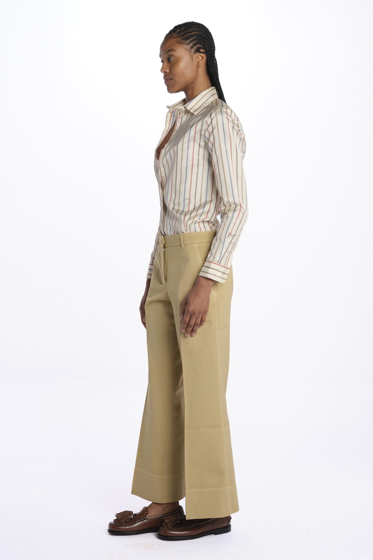 Pantalone MELODY D cropped cotone tinto capo MELODYD408801 12 quelledue 
