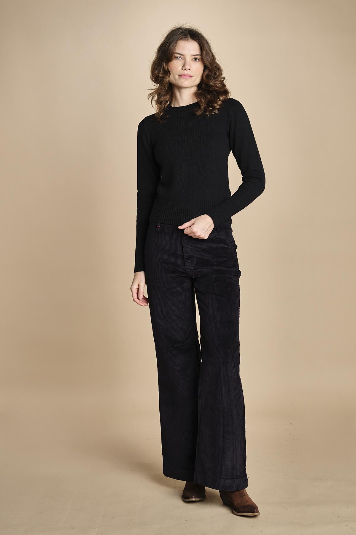 pantalone mano velluto FAUSTINE BLACK fam 